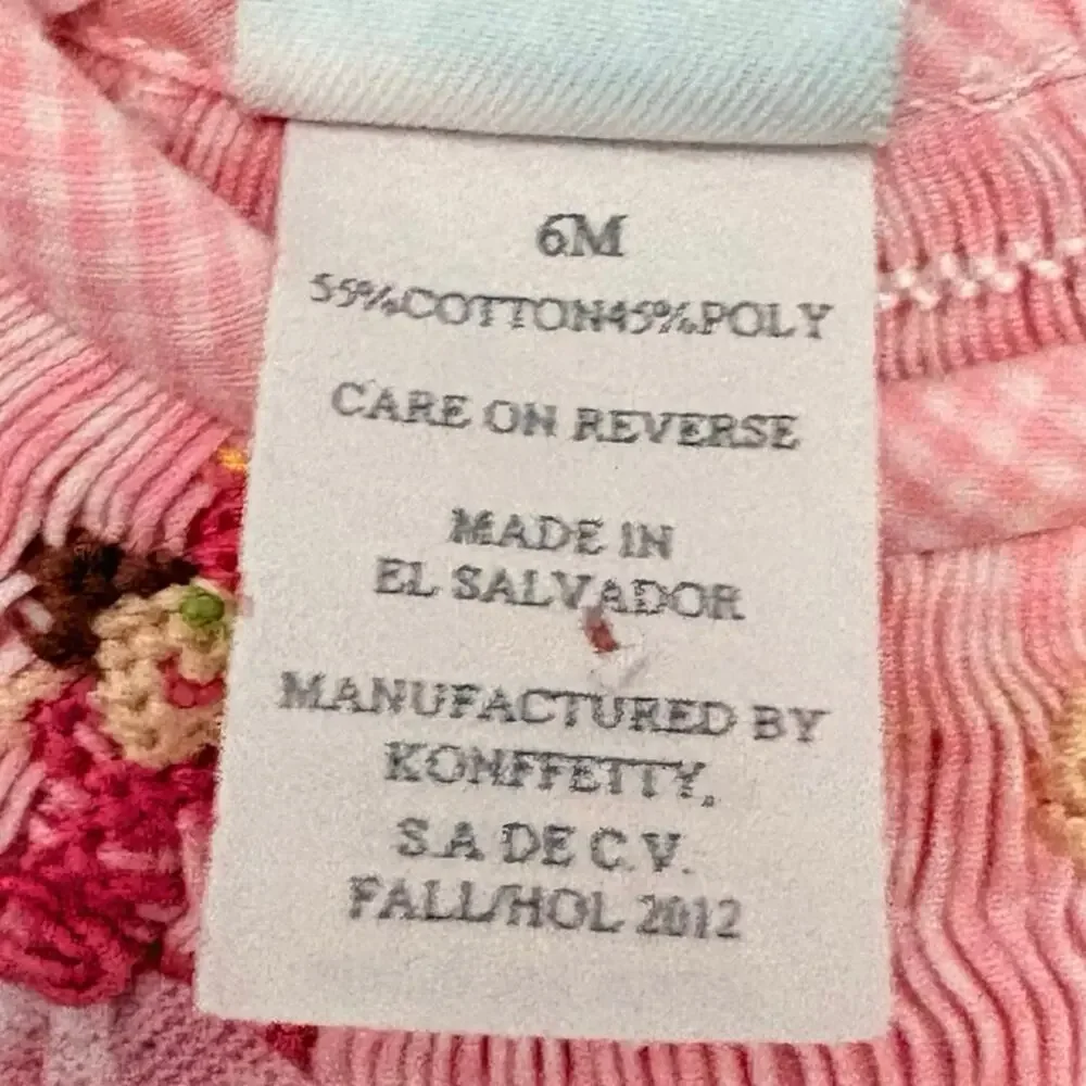 Rags Land Baby Girl 6M Pink Gingham Smocked Fairy Princess Dress